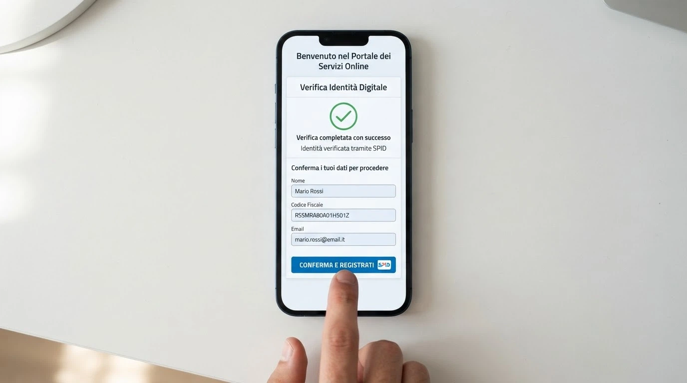 Interfaccia di registrazione SPID su un casinò online italiano per ricevere un bonus senza deposito
