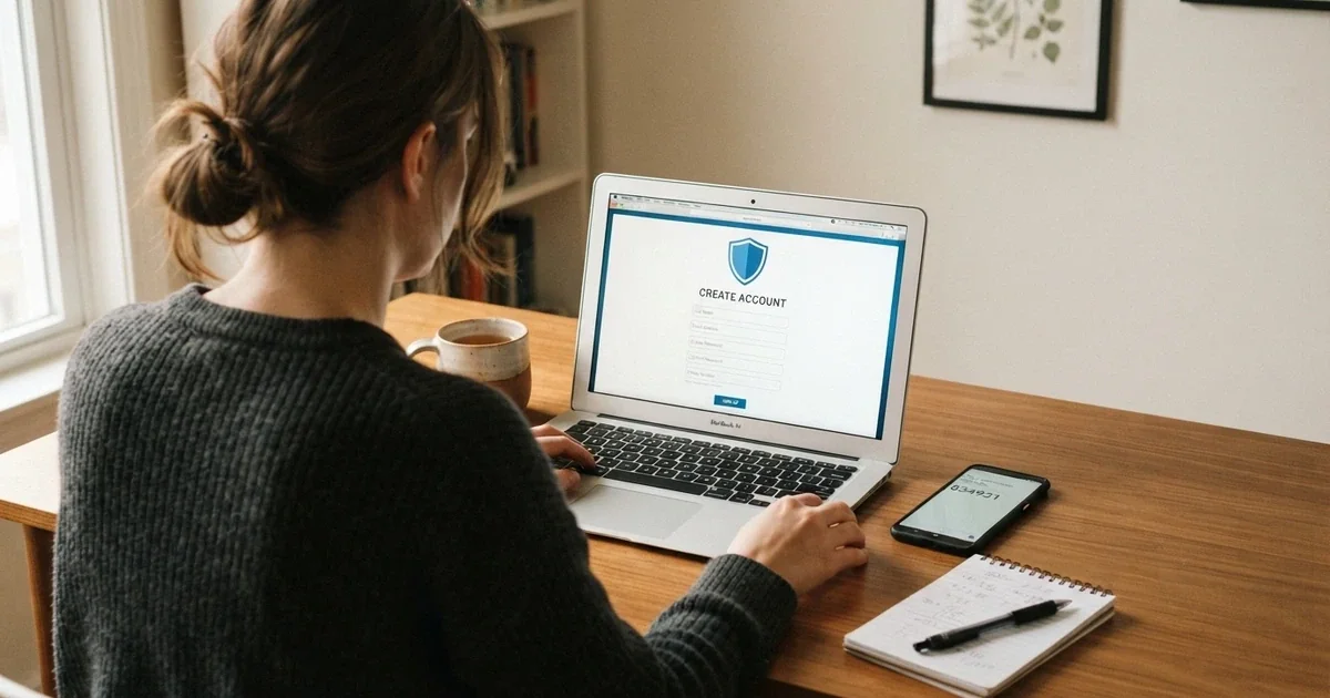 Registrazione su un casinò online con schermo che mostra il form di apertura conto e il logo ADM in evidenza