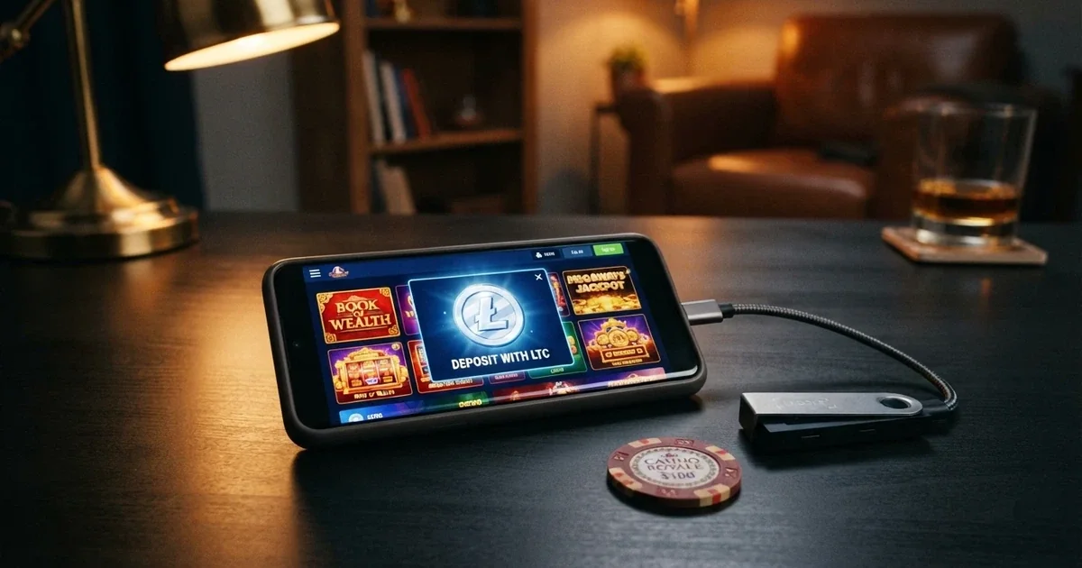 Interfaccia di un casinò online con opzioni di deposito in Litecoin, Bitcoin e altre criptovalute
