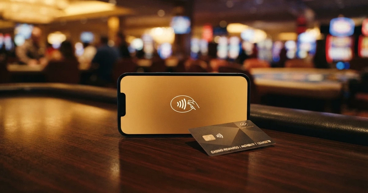Un telefono avvicinato a una Carta d'Identità Elettronica con il logo dell'app CieID sullo schermo e lo sfondo di un casinò online