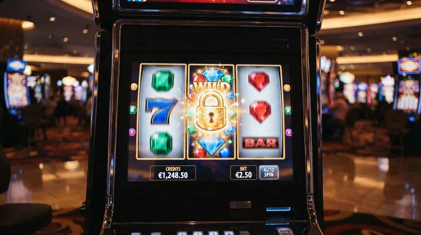 Una schermata di comparazione stilizzata con loghi di casinò allineati e accanto icone di giri gratis, lucchetti ADM e percentuali di wagering.