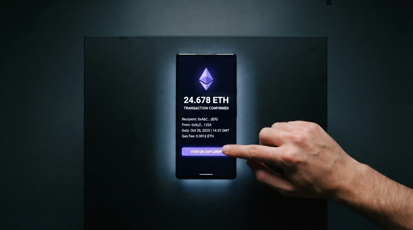 Una schermata di un wallet crypto con una transazione Ethereum in corso, accanto a un'interfaccia di casinò online con il saldo in ETH