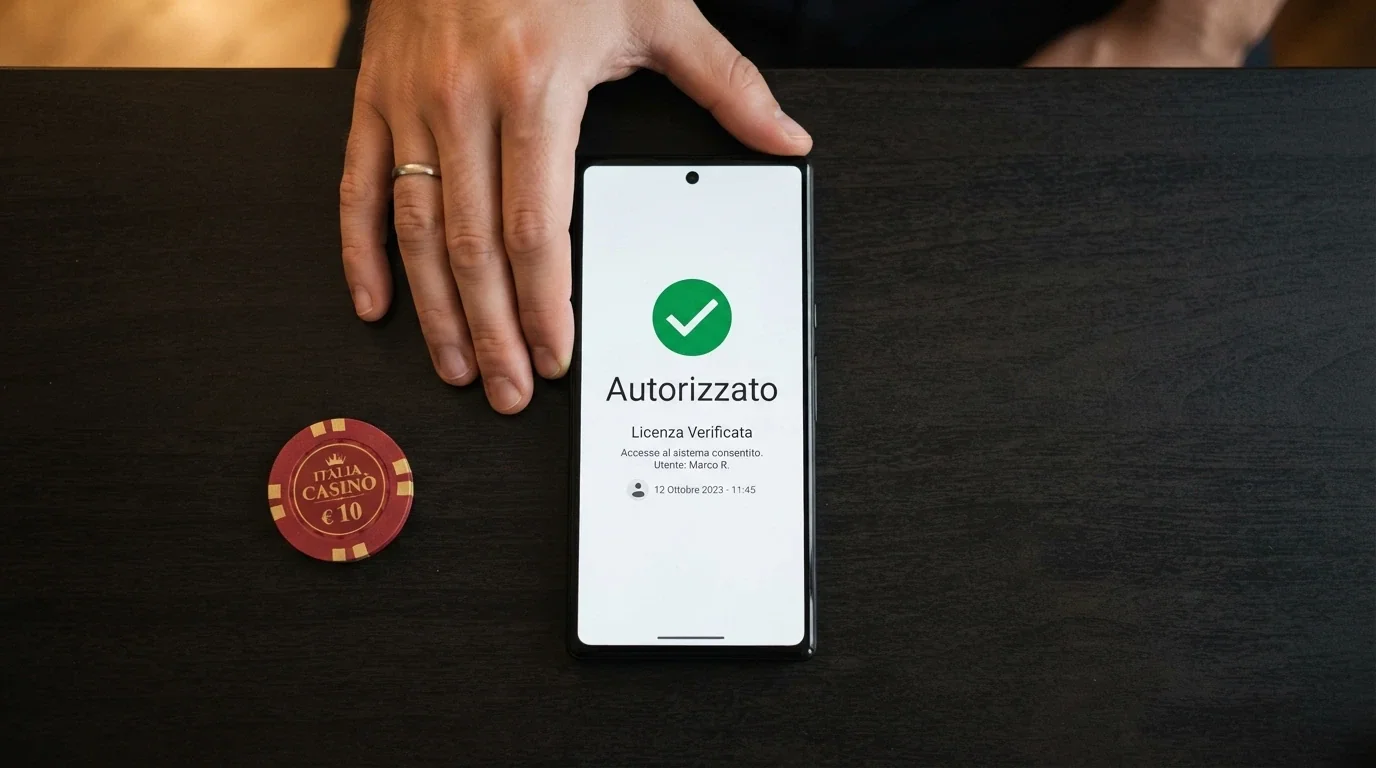 Il logo ufficiale dell'Agenzia delle Dogane e dei Monopoli accanto alla dicitura «Concessionario autorizzato» e al numero di concessione