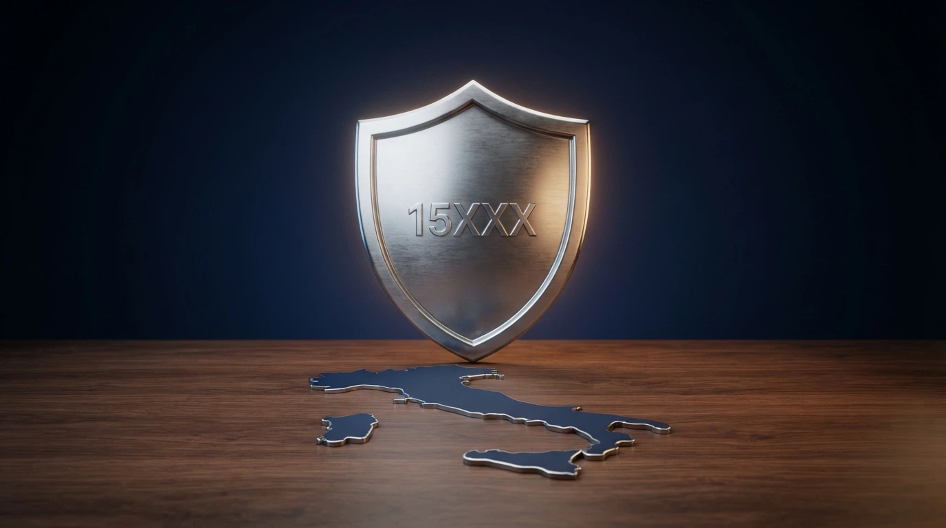 Il logo dell'Agenzia delle Dogane e dei Monopoli accanto a un badge di concessione con il formato 15XXX, sovrapposto alla sagoma dell'Italia
