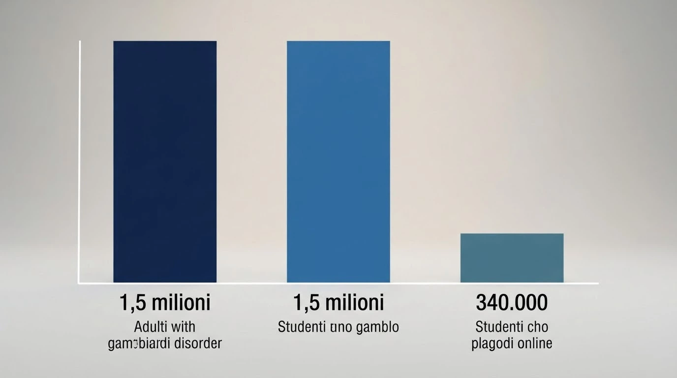Un grafico a barre con i dati della prevalenza: popolazione adulta, studenti, minori online
