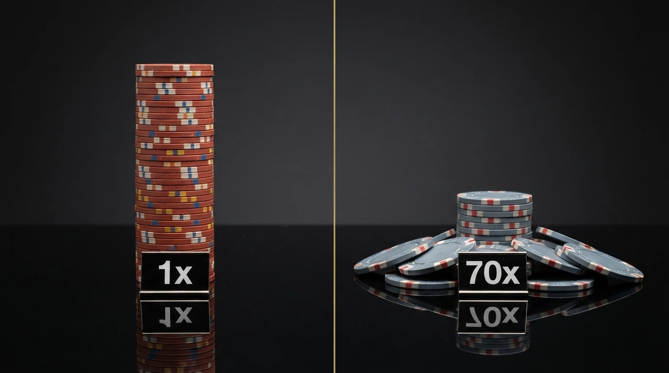 Confronto visivo tra Real Bonus con rollover 1x e Fun Bonus con rollover fino a 70x