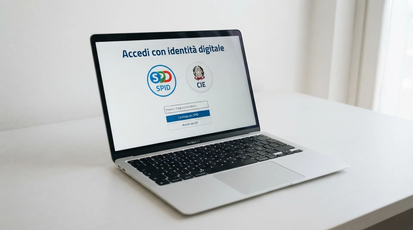 Una schermata di registrazione con i loghi SPID e CIE affiancati e un modulo di iscrizione semplificato
