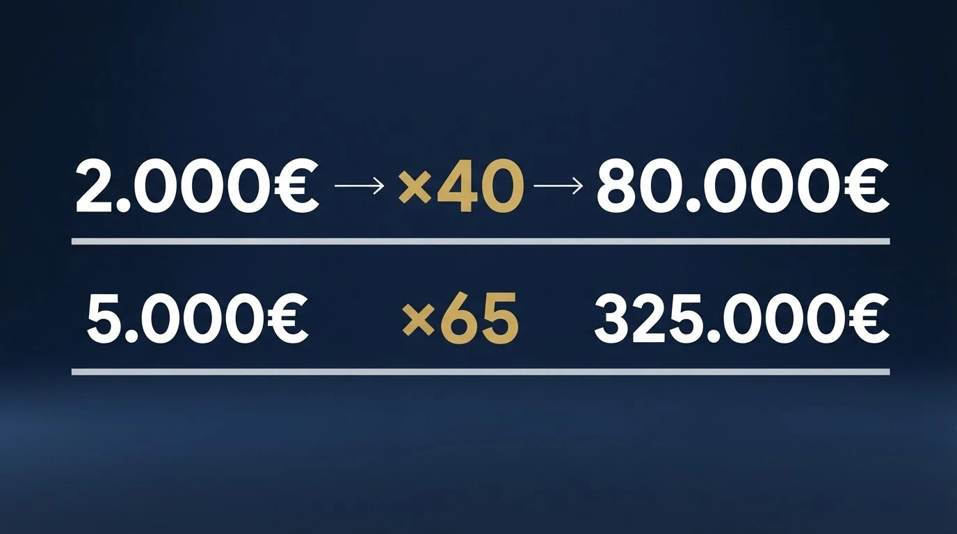 Schema visivo che mostra come un bonus da 2.000€ con wagering 40x generi un turnover di 80.000€