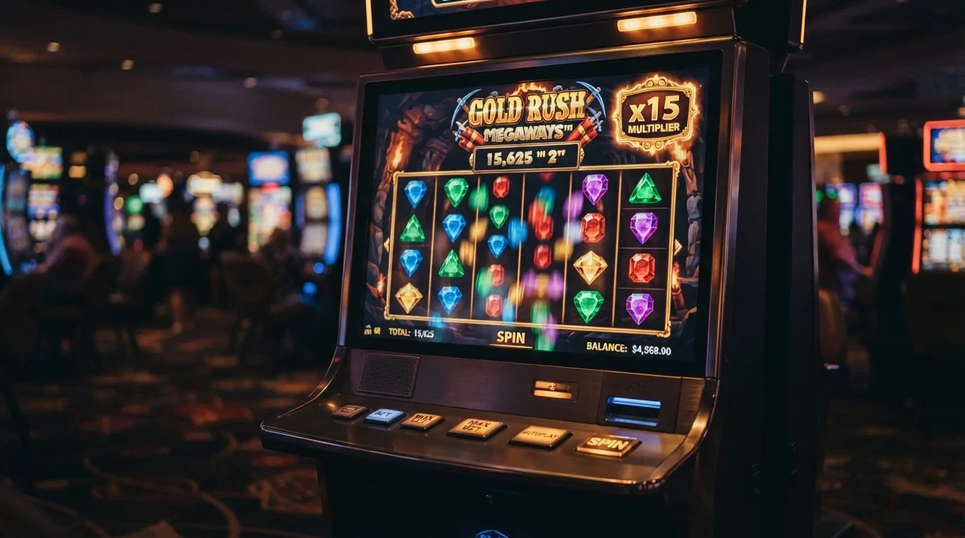 La slot Bonanza Megaways con i suoi 6 rulli variabili e il moltiplicatore free spin visibile