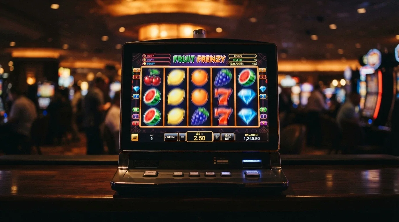 Una slot machine online con il selettore della puntata aperto che mostra l'opzione 0,10€ per spin